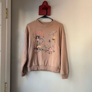 American Eagle Outfitters Brown Mushroom Skeleton Graphic Sweatshirt XS
